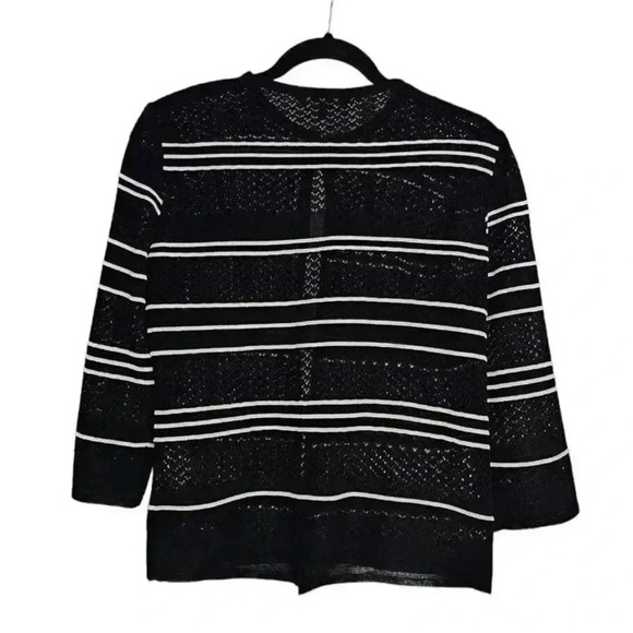 Ming Wang cardigan jacket blackk white stripes knit excellent Size S - Picture 2 of 7